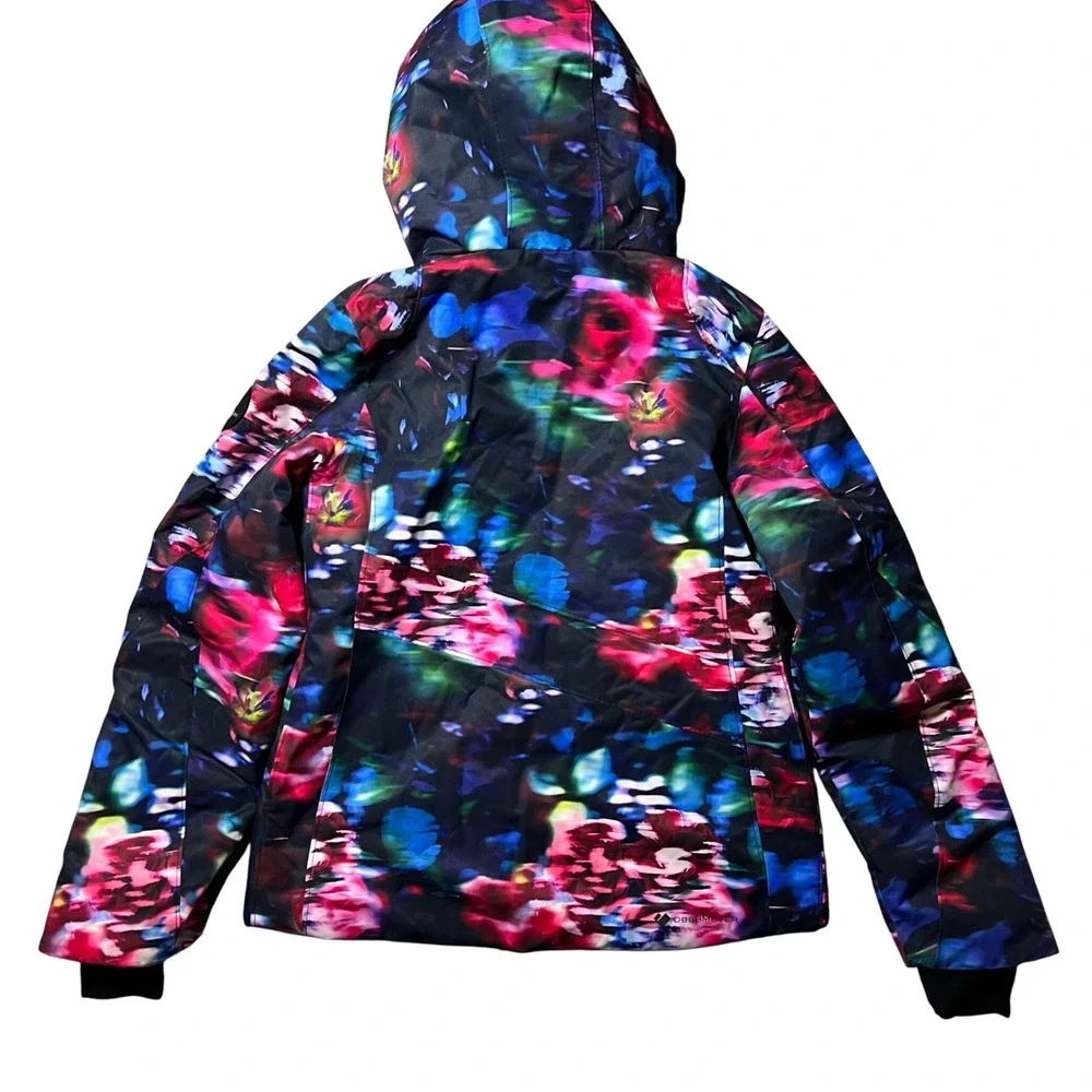 Obermeyer Teen Girls L 14-16 Ski Jacket Floral Multi Color Insulated Hooded Pink